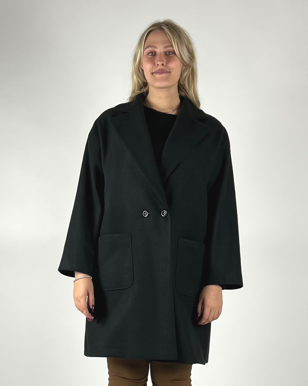 CAPPOTTO CURVY DOPPIOPETTO NERO