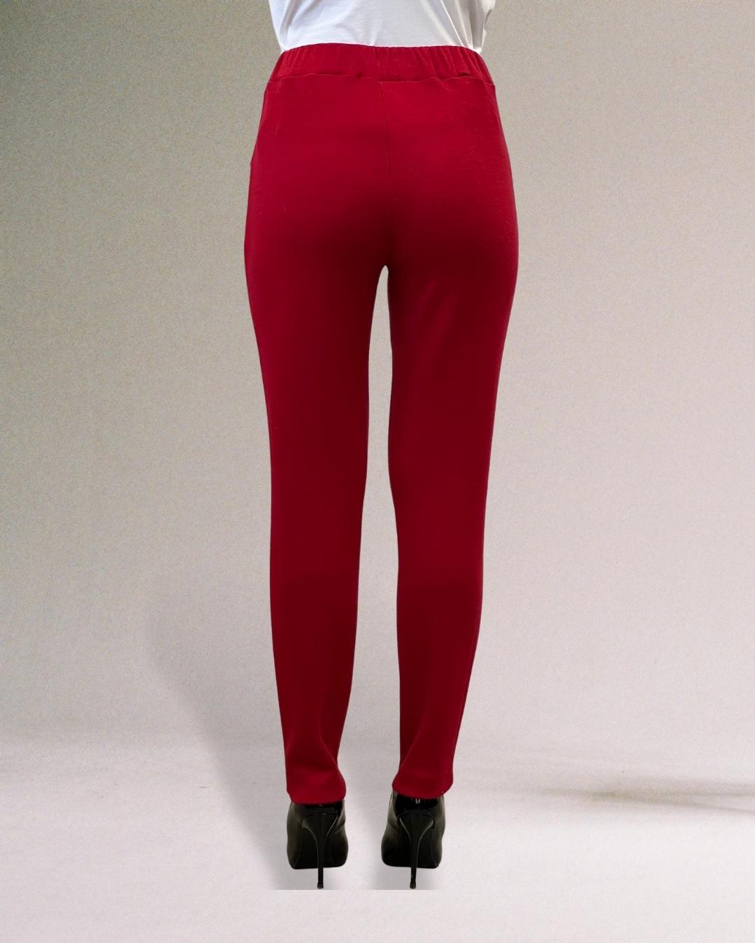 PANTALONE TINTA UNITA IN MAGLIA ROSSO
