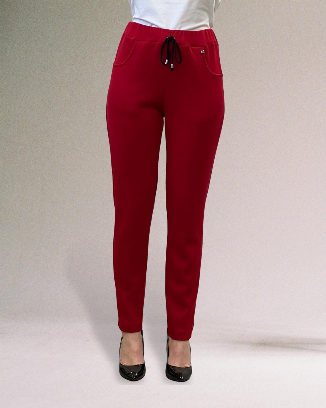 PANTALONE TINTA UNITA IN MAGLIA ROSSO