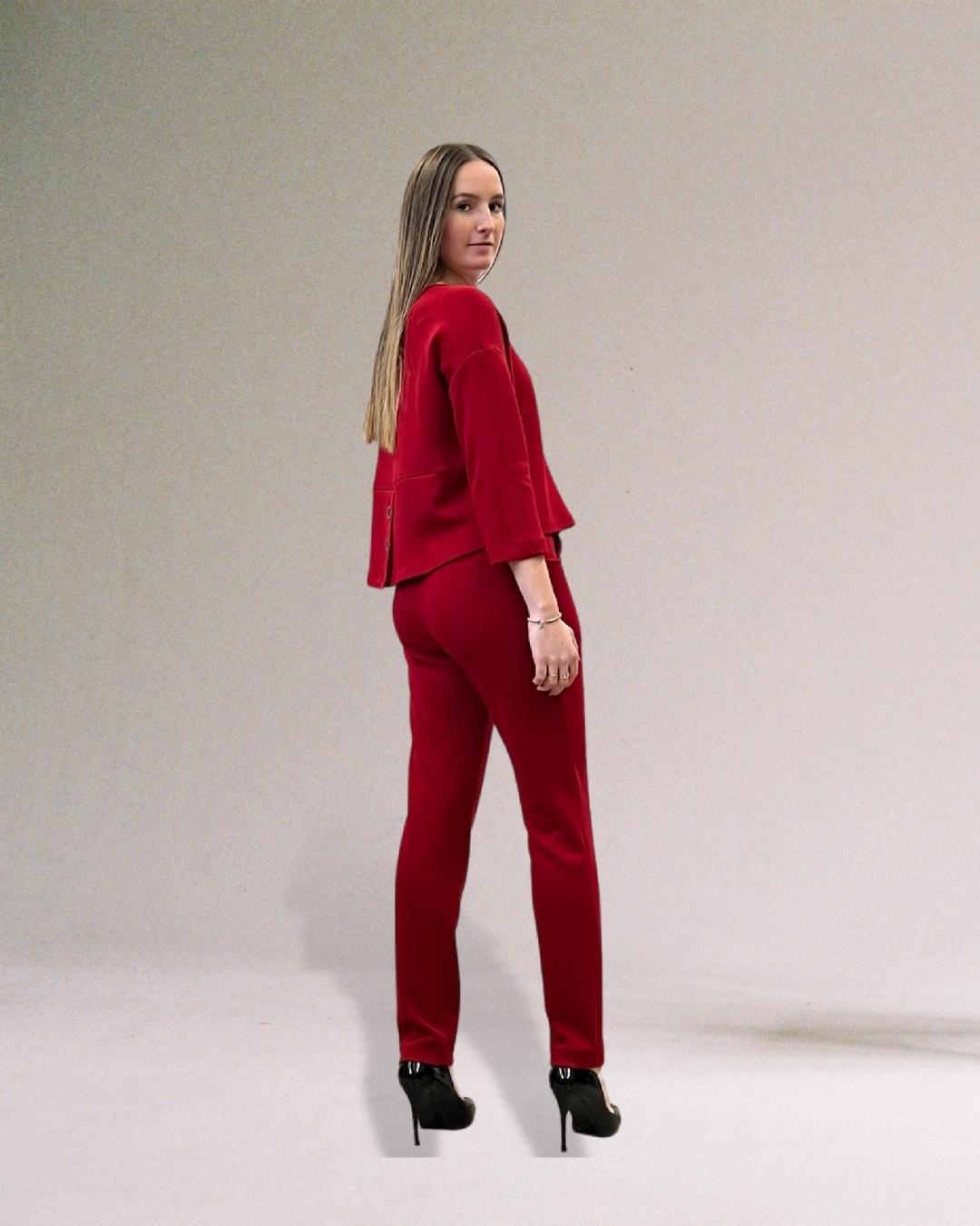 PANTALONE TINTA UNITA IN MAGLIA ROSSO