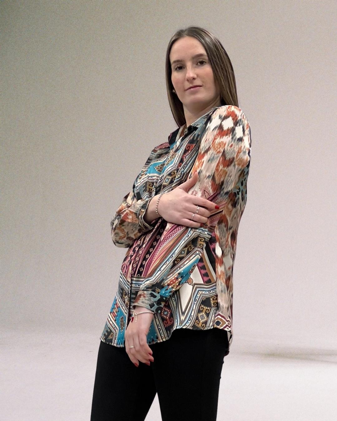 CAMICIA MULTICOLOR STAMPA ETNICA