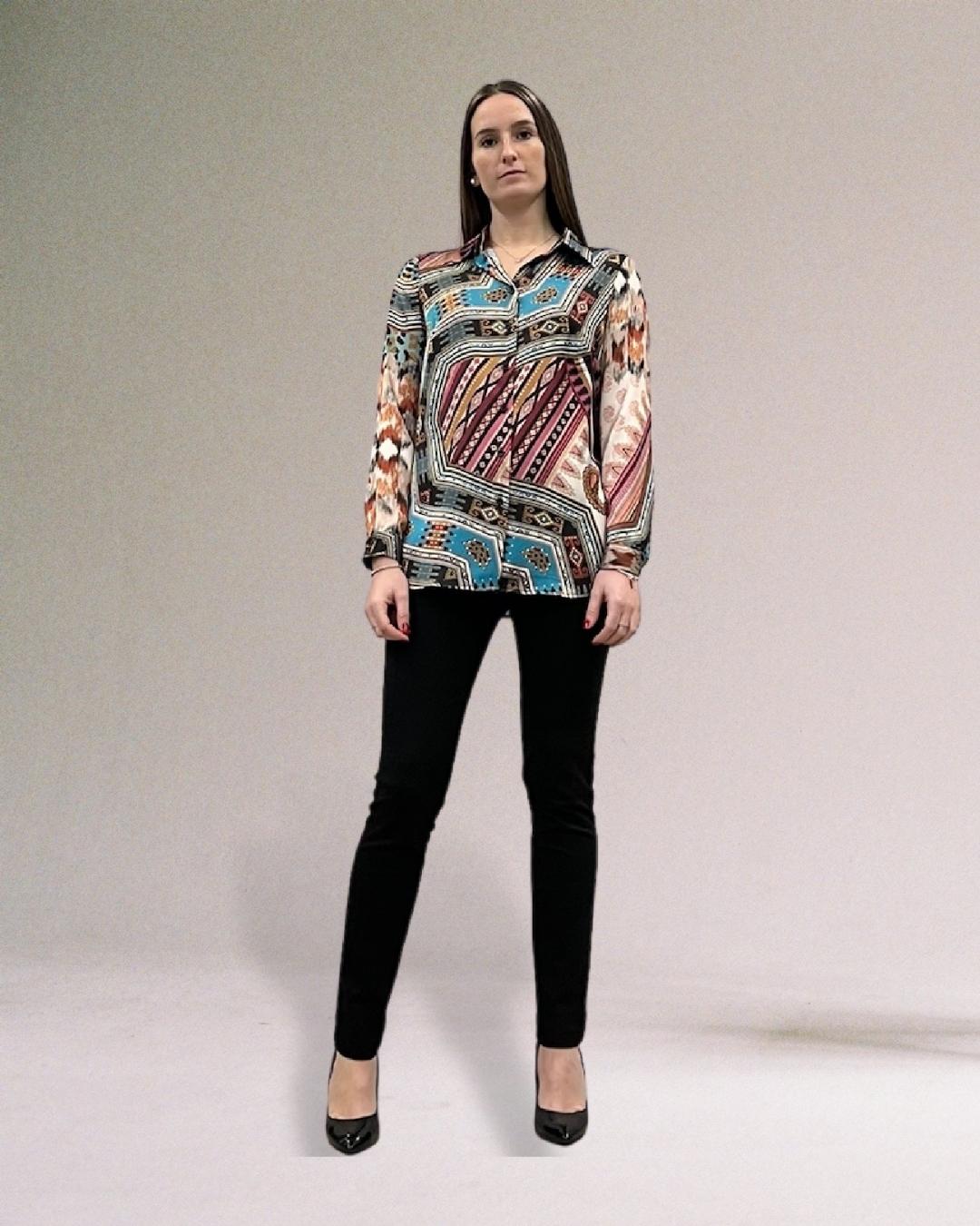 CAMICIA MULTICOLOR STAMPA ETNICA