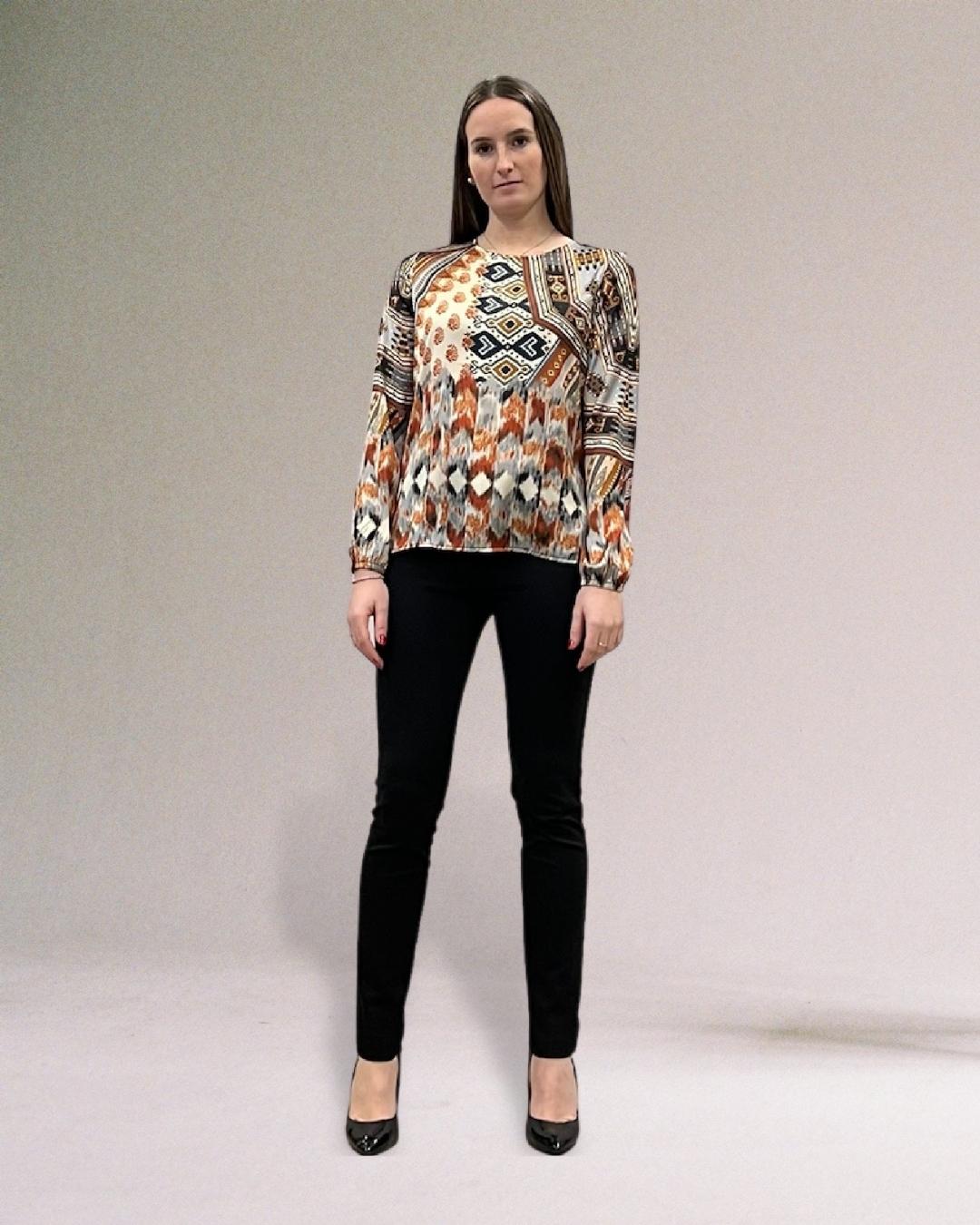 BLUSA GIROCOLLO STAMPA ETNICA