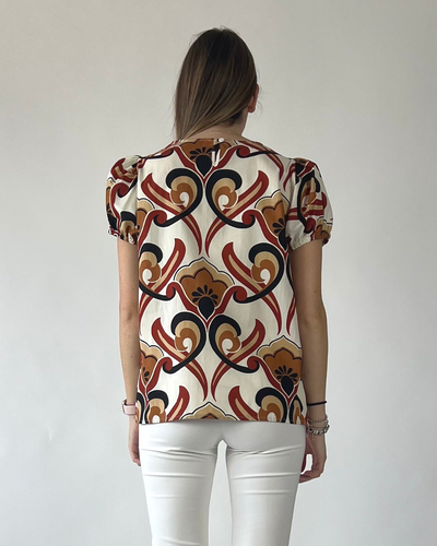 BLUSA MANICA A SBUFFO IN FANTASIA BIANCA