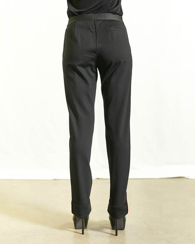 PANTALONE CLASSICO TINTA UNITA NERO CON RISVOLTO