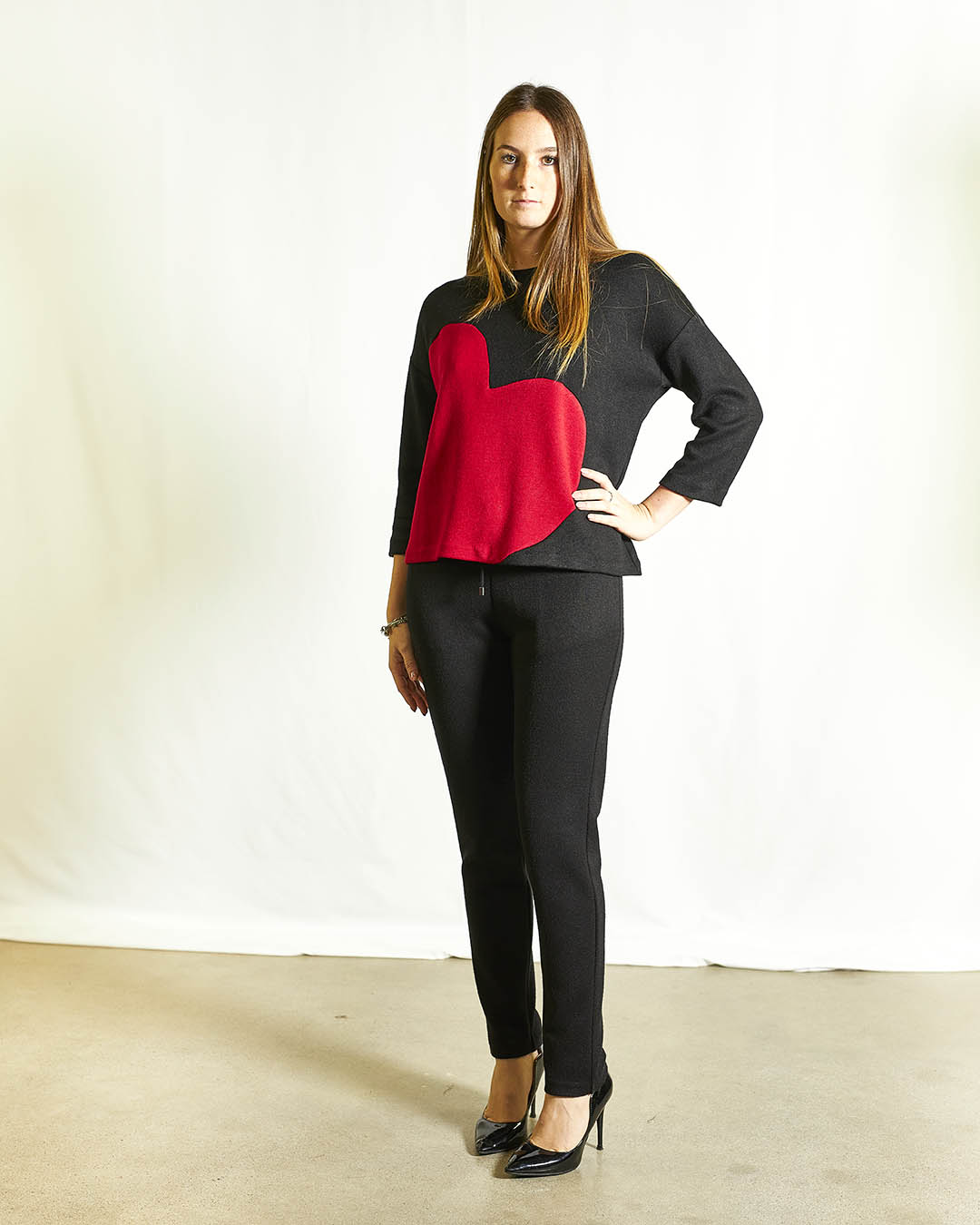 PANTALONE TINTA UNITA IN MAGLIA NERO