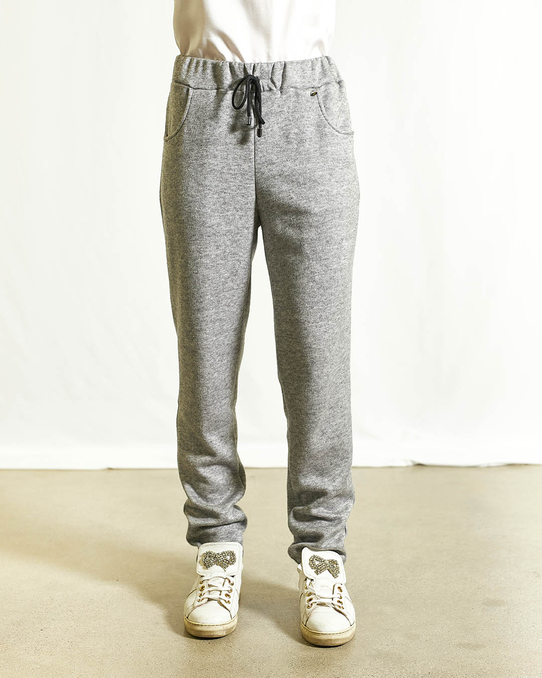 PANTALONE TINTA UNITA IN MAGLIA GRIGIO