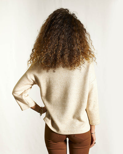 MAGLIA BEIGE CON CUORE MARRONE