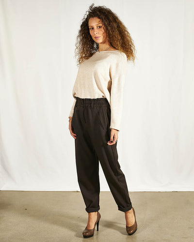PANTALONE ELASTICATO MARRONE