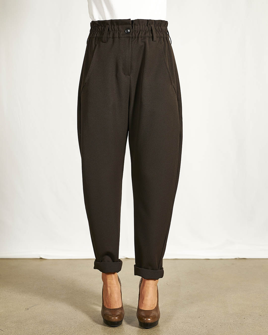 PANTALONE ELASTICATO MARRONE