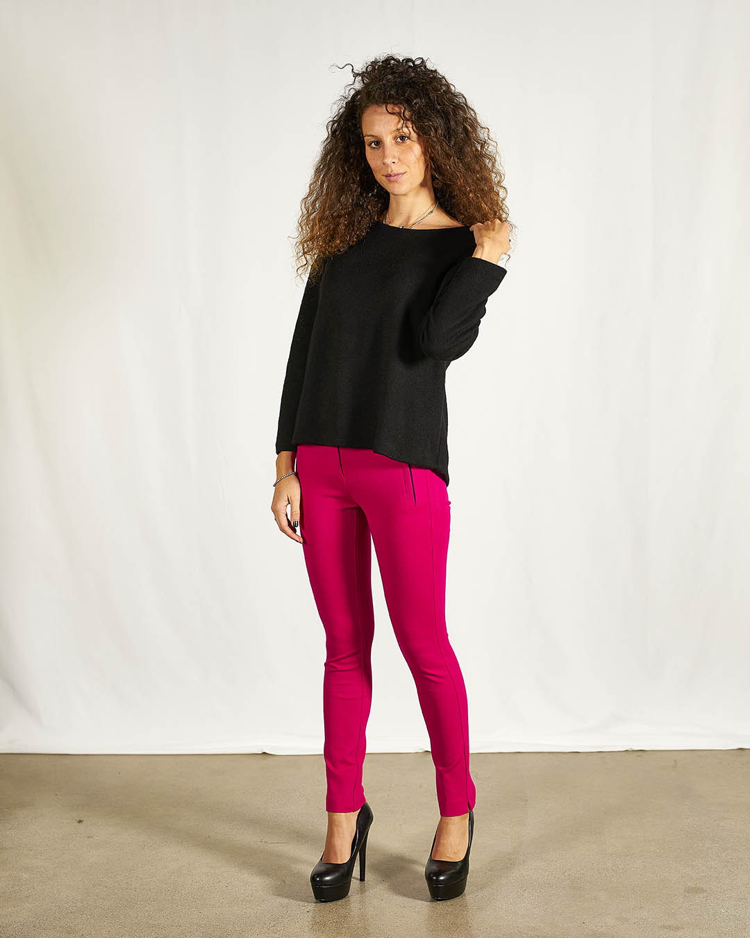 PANTALONE TINTA UNITA FUCSIA SLIM