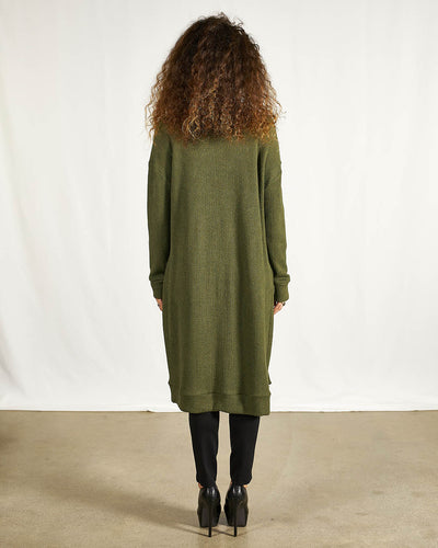 CARDIGAN LUNGO IN MAGLIA VERDE MILITARE