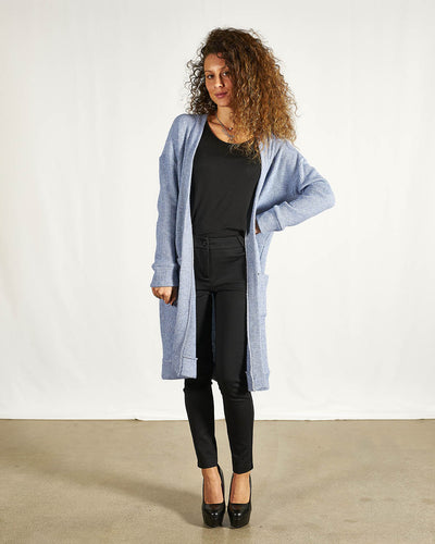 CARDIGAN LUNGO IN MAGLIA AZZURRO