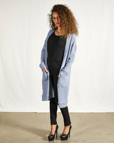 CARDIGAN LUNGO IN MAGLIA AZZURRO