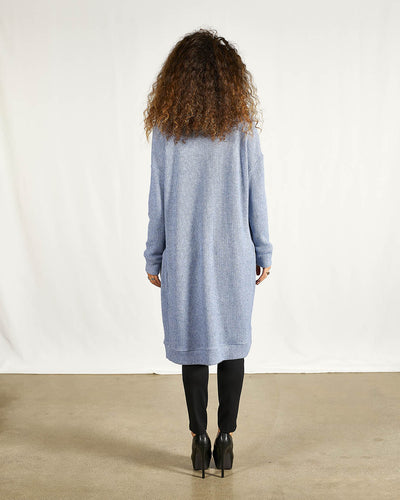 CARDIGAN LUNGO IN MAGLIA AZZURRO