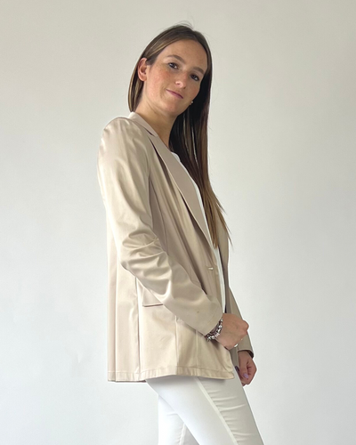 GIACCA MONOPETTO IN COTONE BEIGE