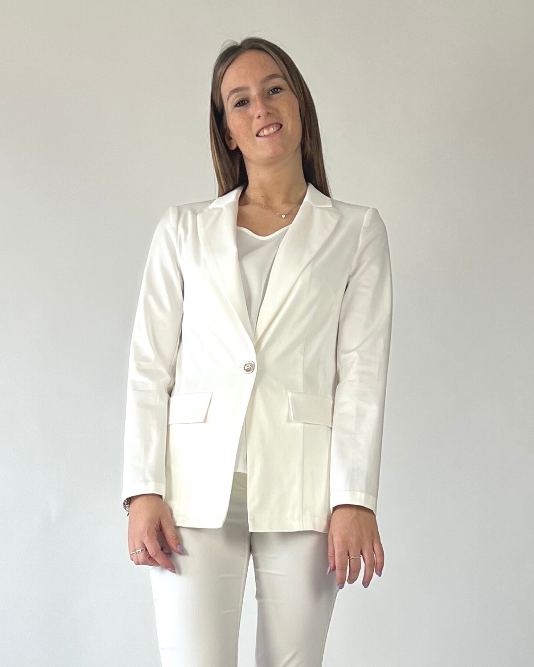 GIACCA MONOPETTO IN COTONE BIANCA