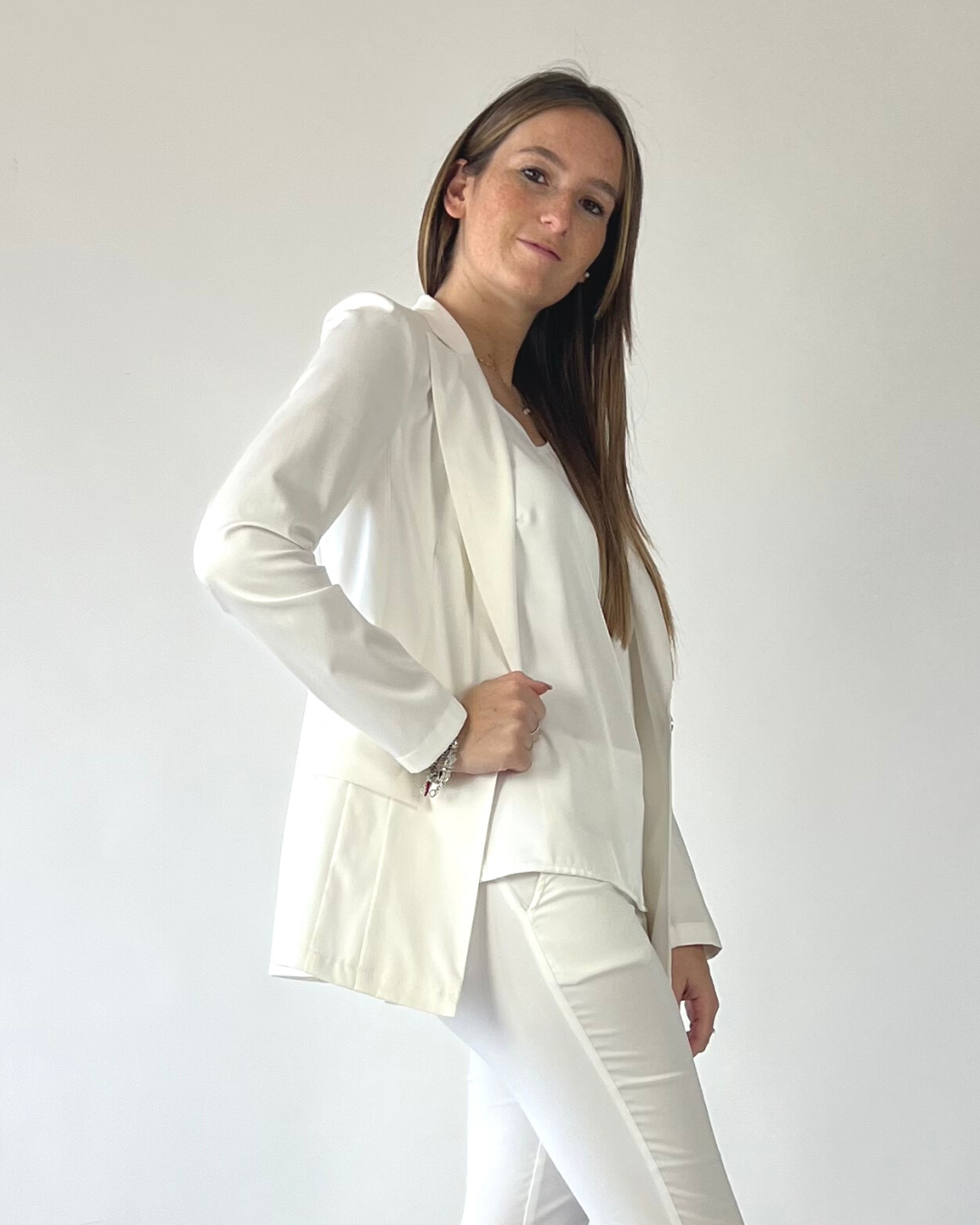 GIACCA MONOPETTO IN COTONE BIANCA