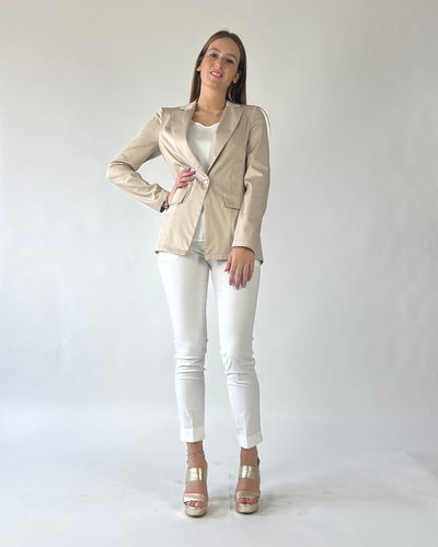 GIACCA MONOPETTO IN COTONE BEIGE