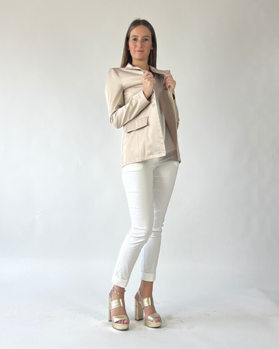 GIACCA MONOPETTO IN COTONE BEIGE