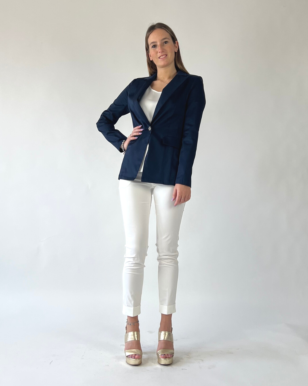 GIACCA MONOPETTO IN COTONE BLU
