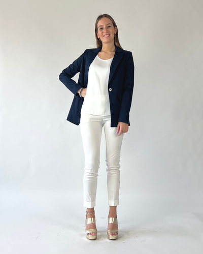 GIACCA MONOPETTO IN COTONE BLU