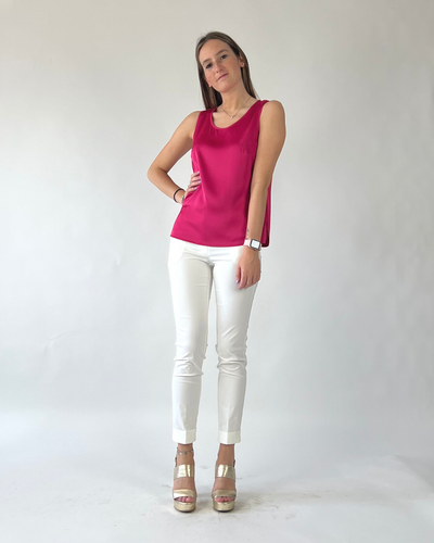 CAMICIA SMANICATA IN RASO FUCSIA