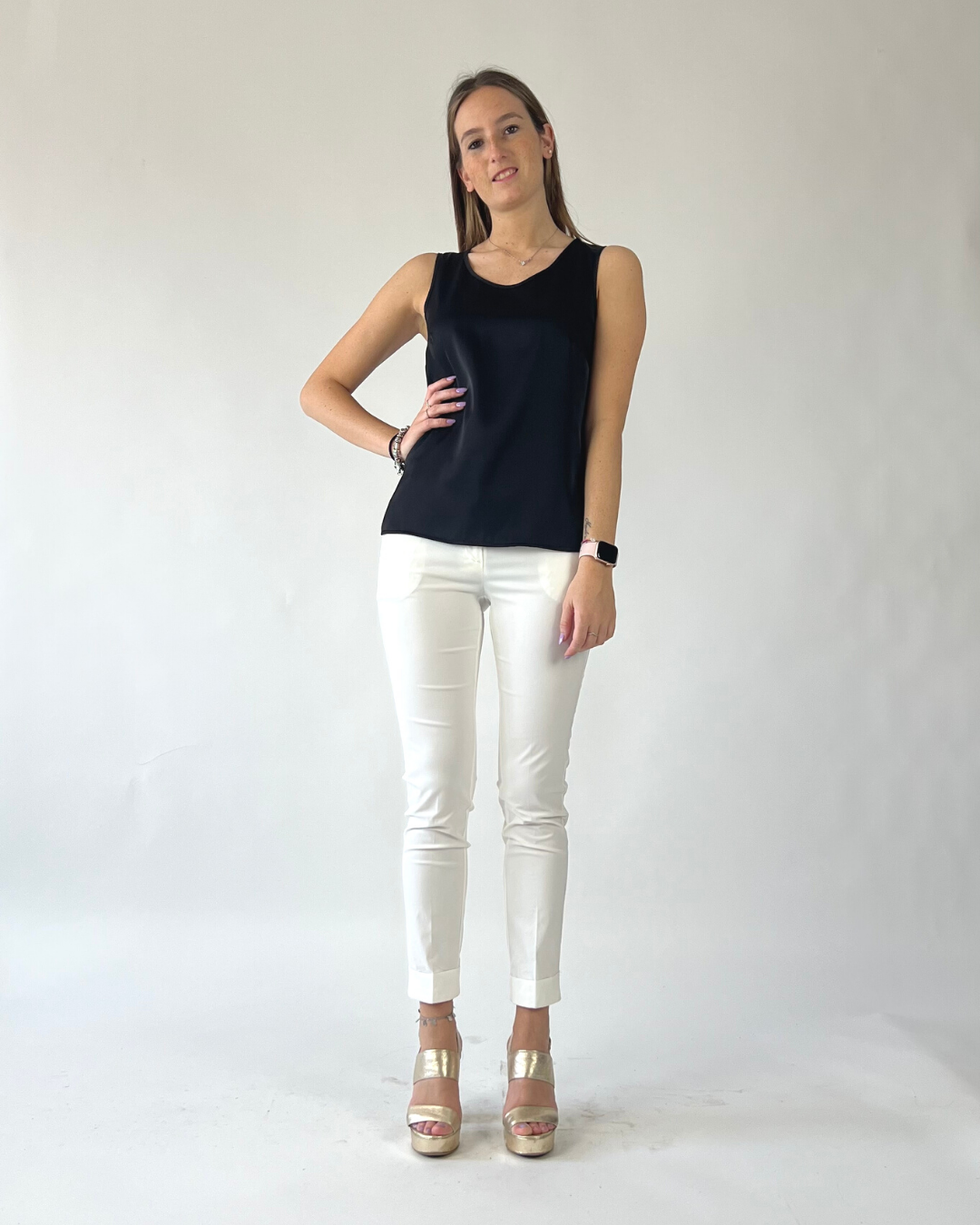 CAMICIA SMANICATA IN RASO NERA