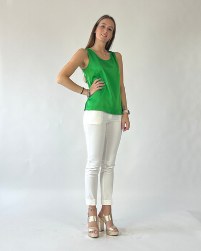 CAMICIA SMANICATA IN RASO VERDE BRASILE