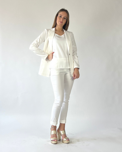 CAMICIA SMANICATA IN RASO BIANCA