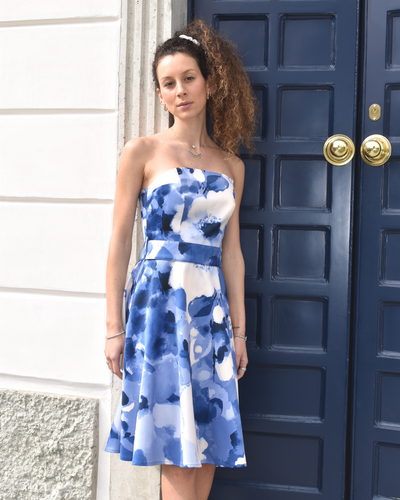 ABITO STAMPA A FIORE BLU