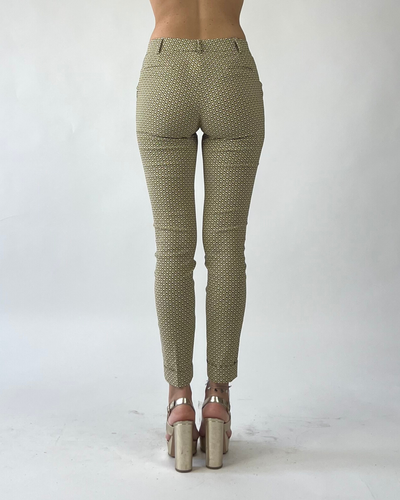 PANTALONE SKINNY CON RISVOLTO IN FANTASIA VERDE