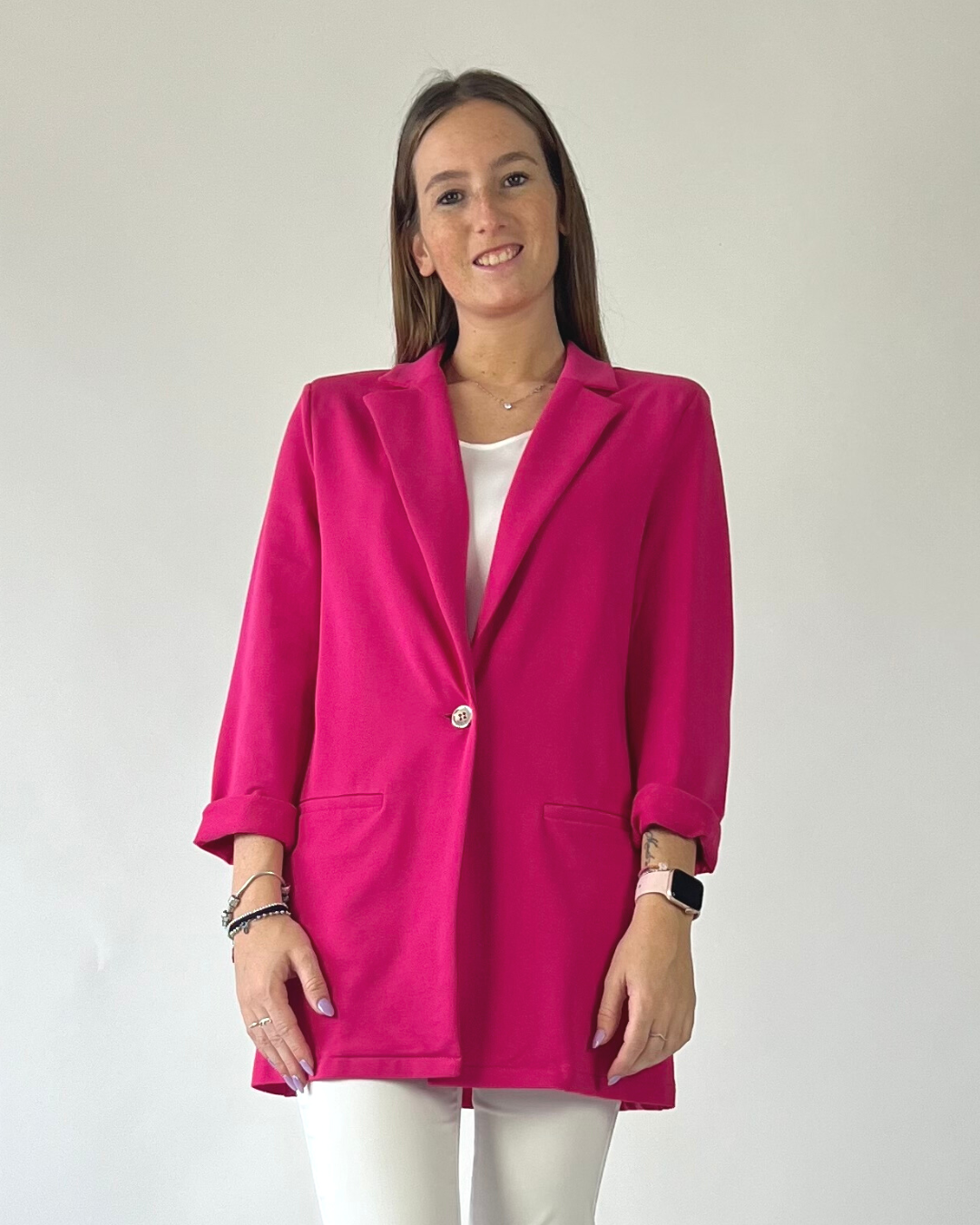 GIACCA FELPA IN TINTA UNITA FUCSIA