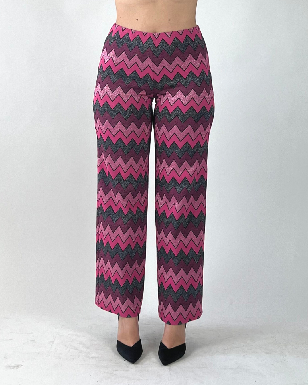 PANTALONE PALAZZO JACQUARD CHEVRON FUCSIA