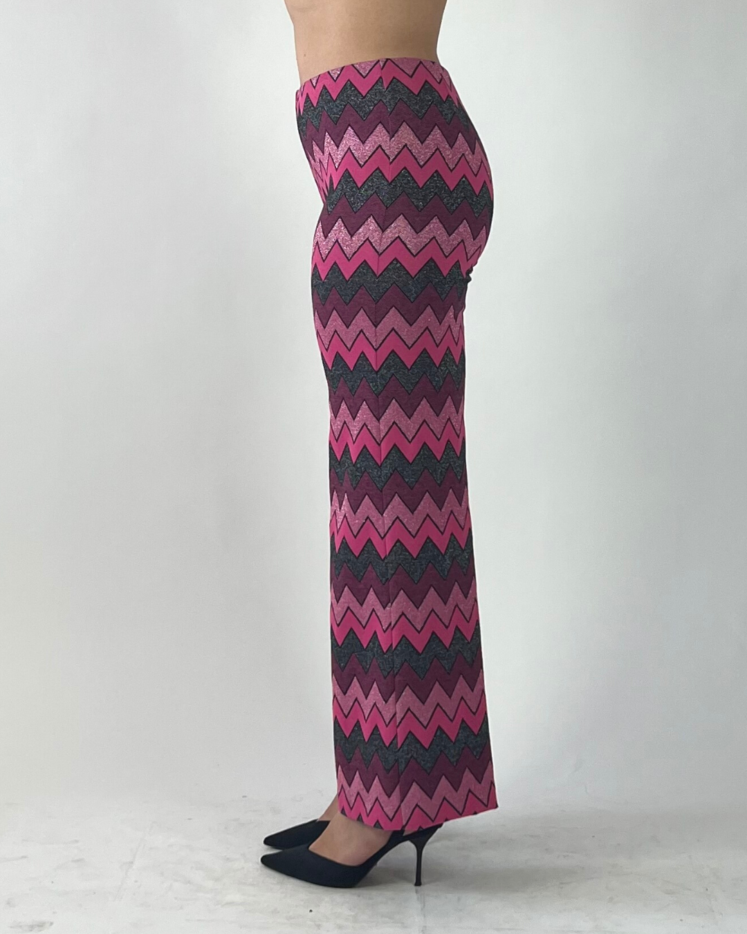 PANTALONE PALAZZO JACQUARD CHEVRON FUCSIA