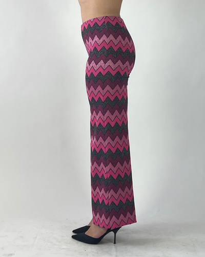 PANTALONE PALAZZO JACQUARD CHEVRON FUCSIA