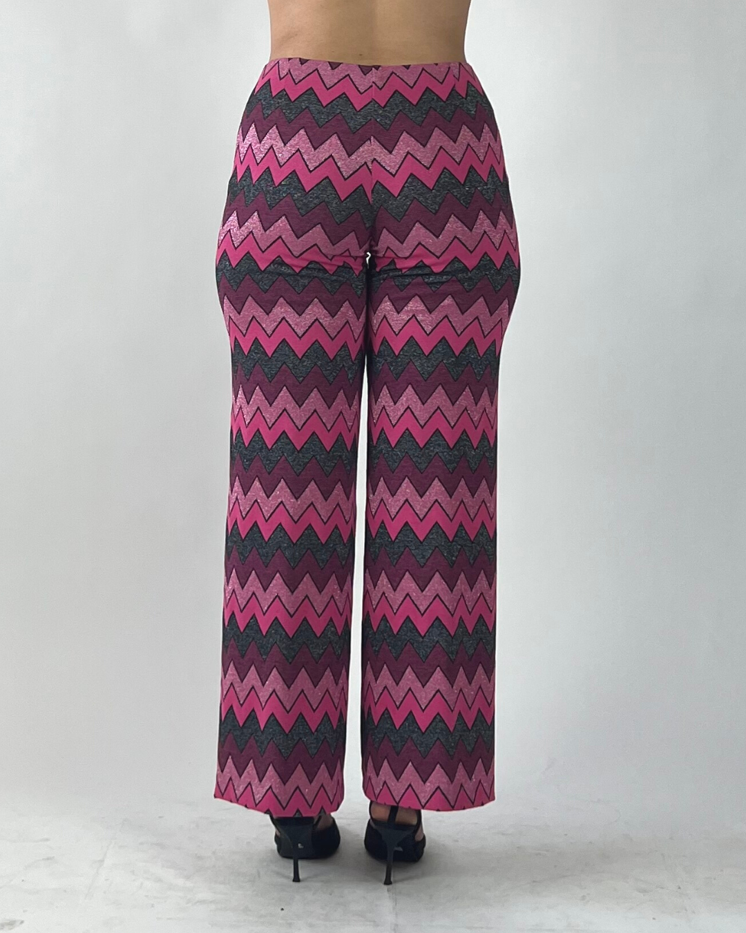 PANTALONE PALAZZO JACQUARD CHEVRON FUCSIA