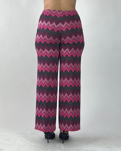 PANTALONE PALAZZO JACQUARD CHEVRON FUCSIA