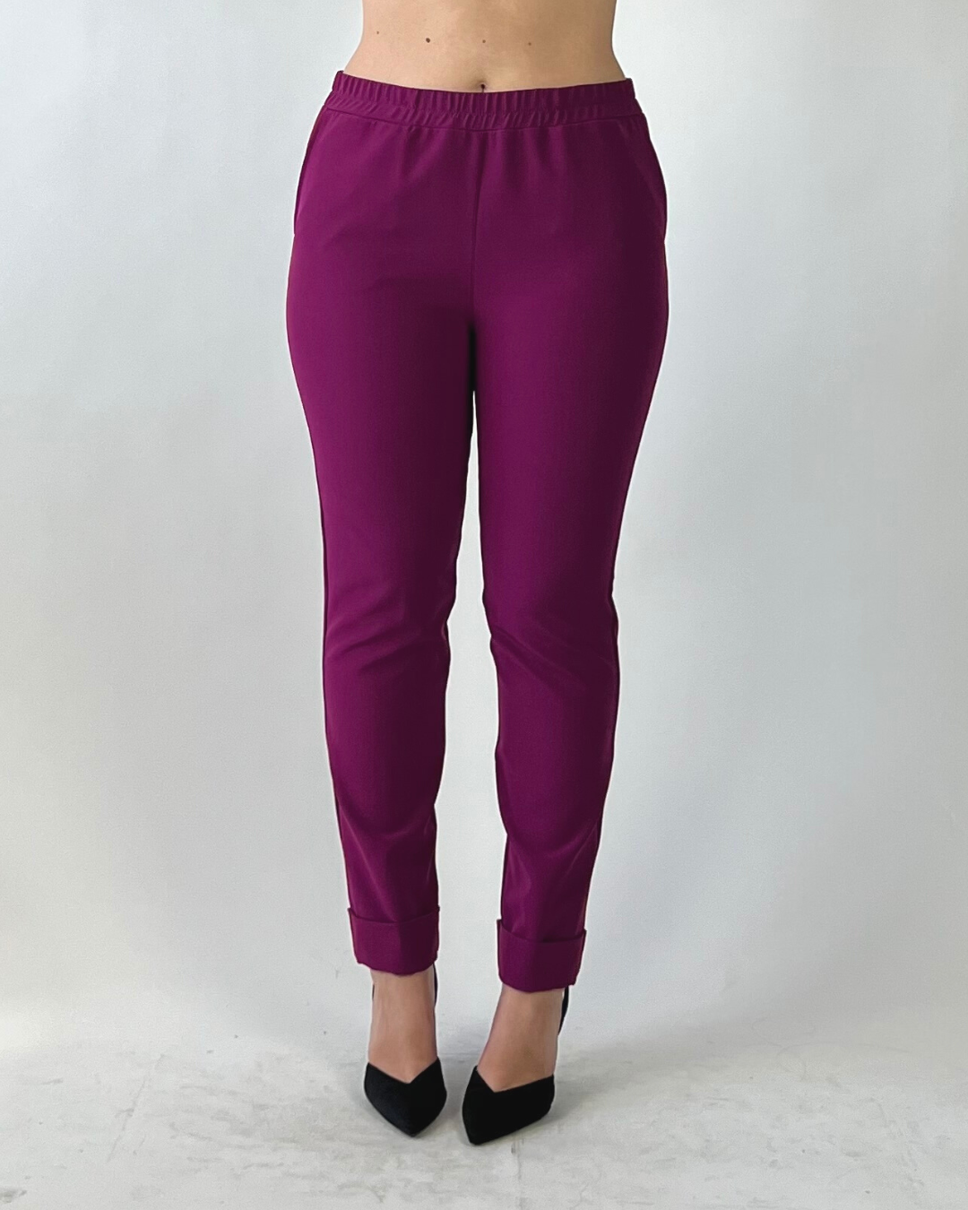 PANTALONE CURVY CON RISVOLTO CICLAMINO