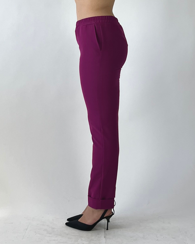 PANTALONE CURVY CON RISVOLTO CICLAMINO