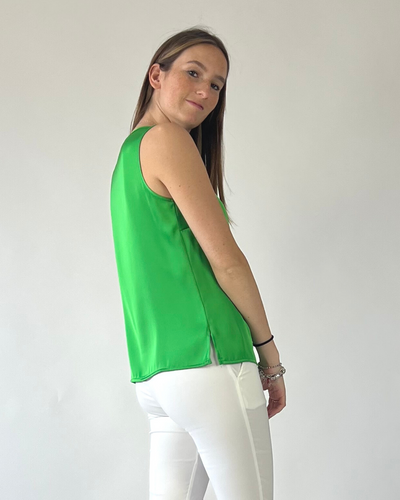 CAMICIA SMANICATA IN RASO VERDE BRASILE