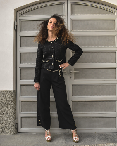 PANTALONE GAUCHO CON CINTURA NERO