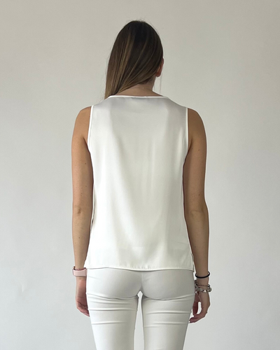 CAMICIA SMANICATA IN RASO BIANCA