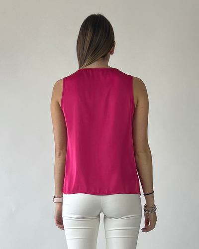 CAMICIA SMANICATA IN RASO FUCSIA