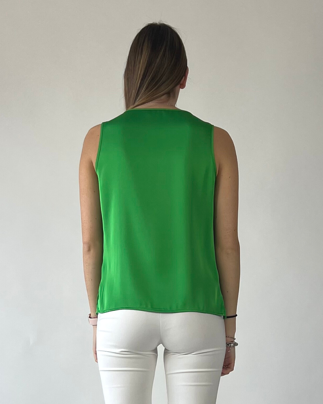 CAMICIA SMANICATA IN RASO VERDE BRASILE