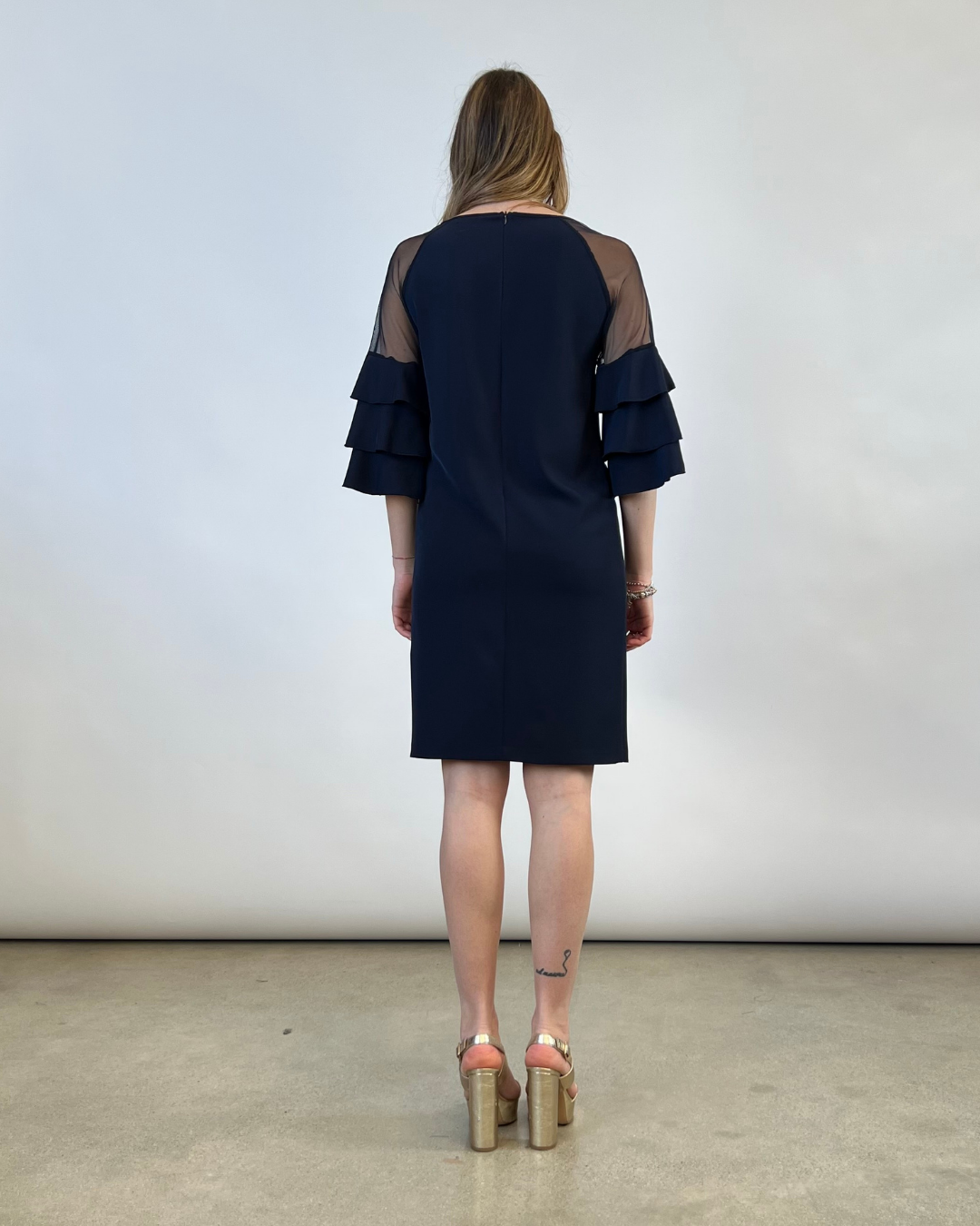 ABITO CON INSERTO TULLE BLU