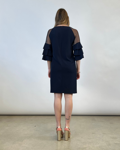 ABITO CON INSERTO TULLE BLU