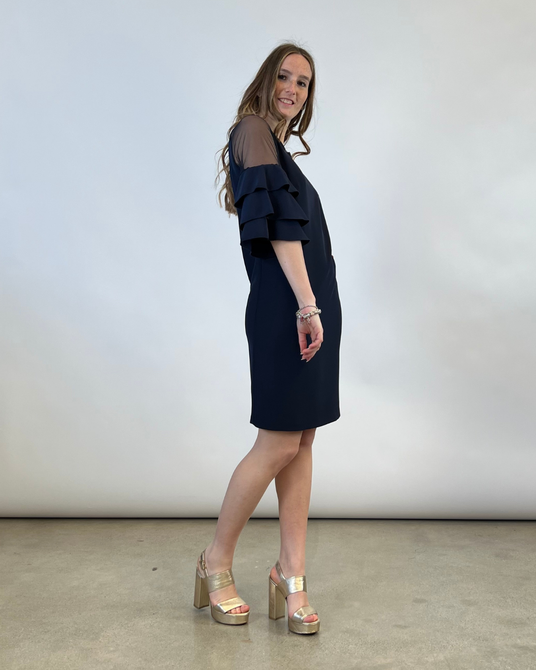 ABITO CON INSERTO TULLE BLU