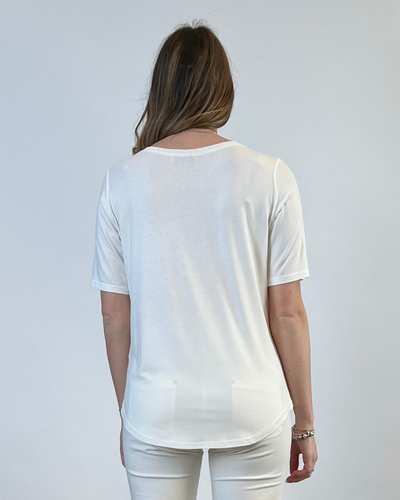 T-SHIRT CON TASCHINE TINTA UNITA BIANCA