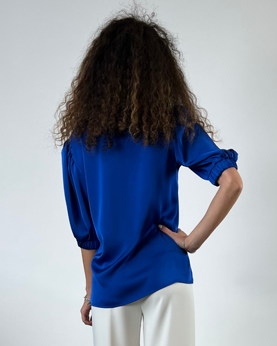 BLUSA CON MANICA A SBUFFO BLU